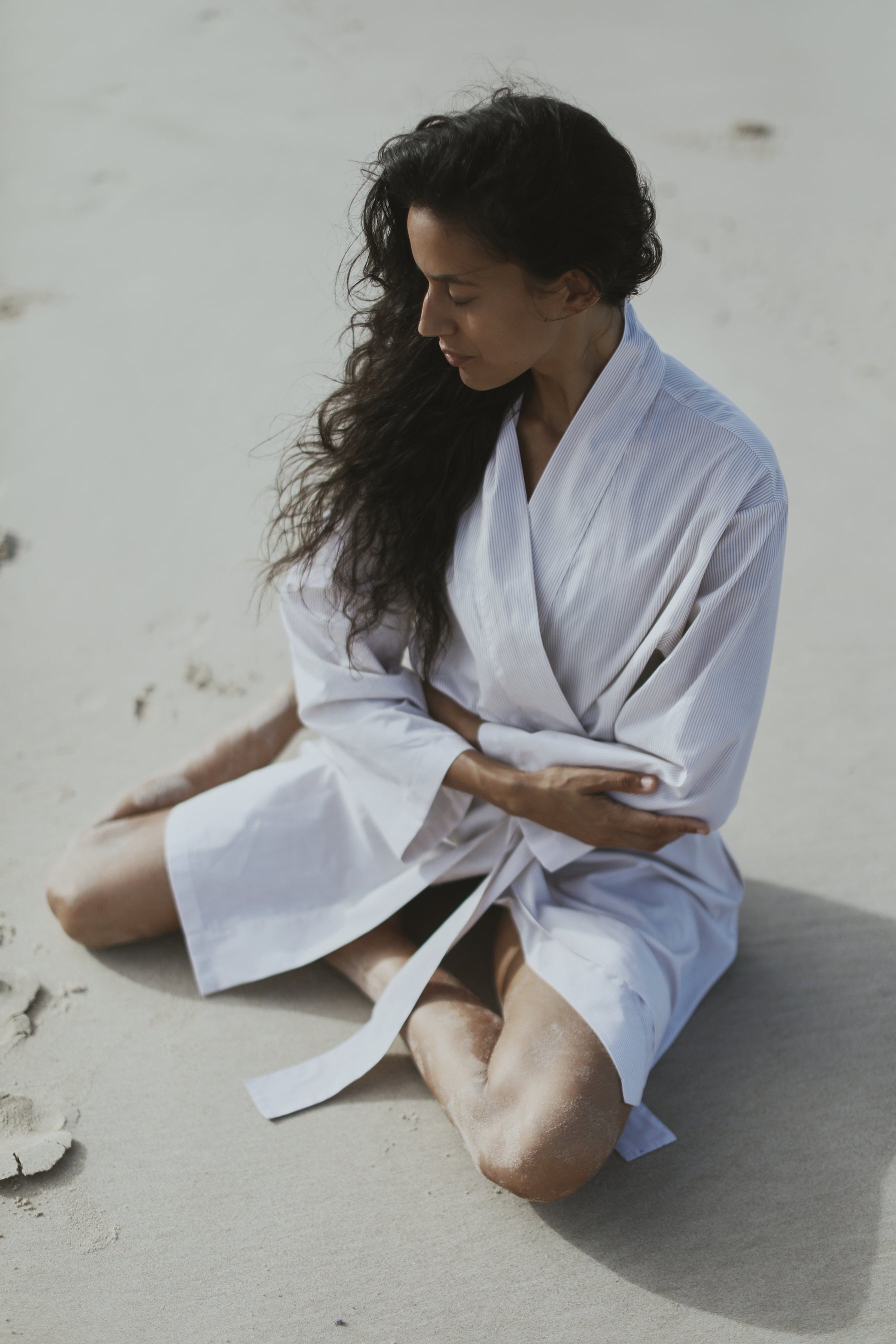 Limited Edition | Japanese Cotton Robe | Beige Stripe